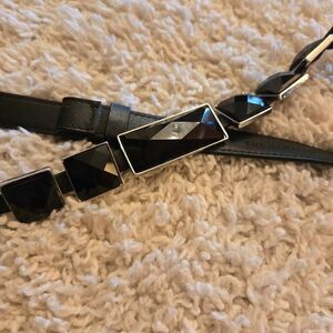 The Limited Black Faceted Stone Adjustable Black Belt Medium
